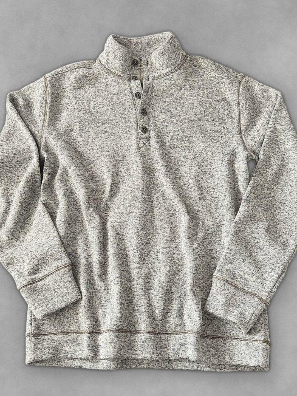 Weatherproof Vintage Gray Fleece Mock Neck Button Pullover Men's M